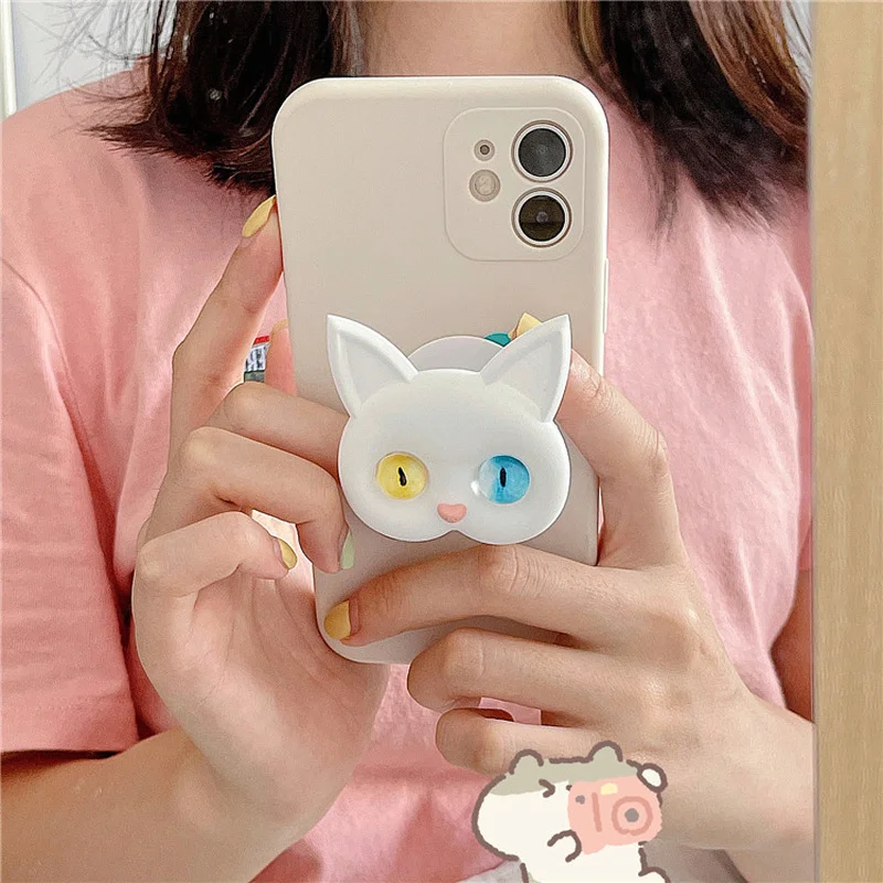 folding air sac finger holder for phone grip tok accessory 3d cat design cellphone stand for iphone mobile accessories support free global shipping