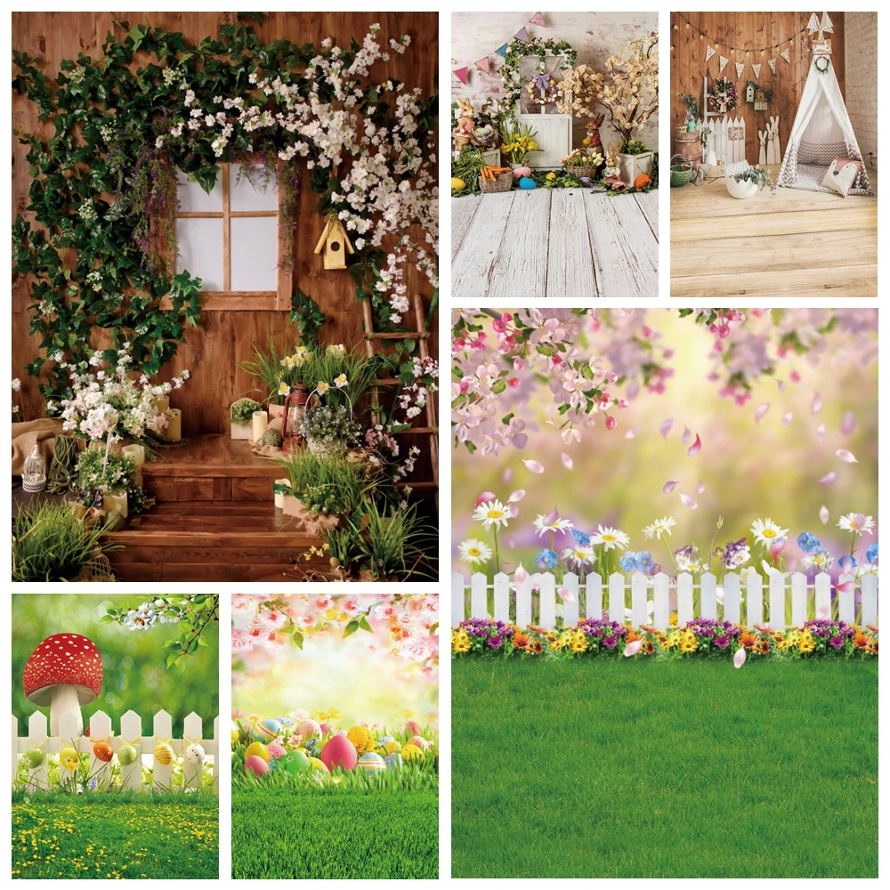 Весенний Пасхальный фон кролик яйца цветы трава фотография для детской