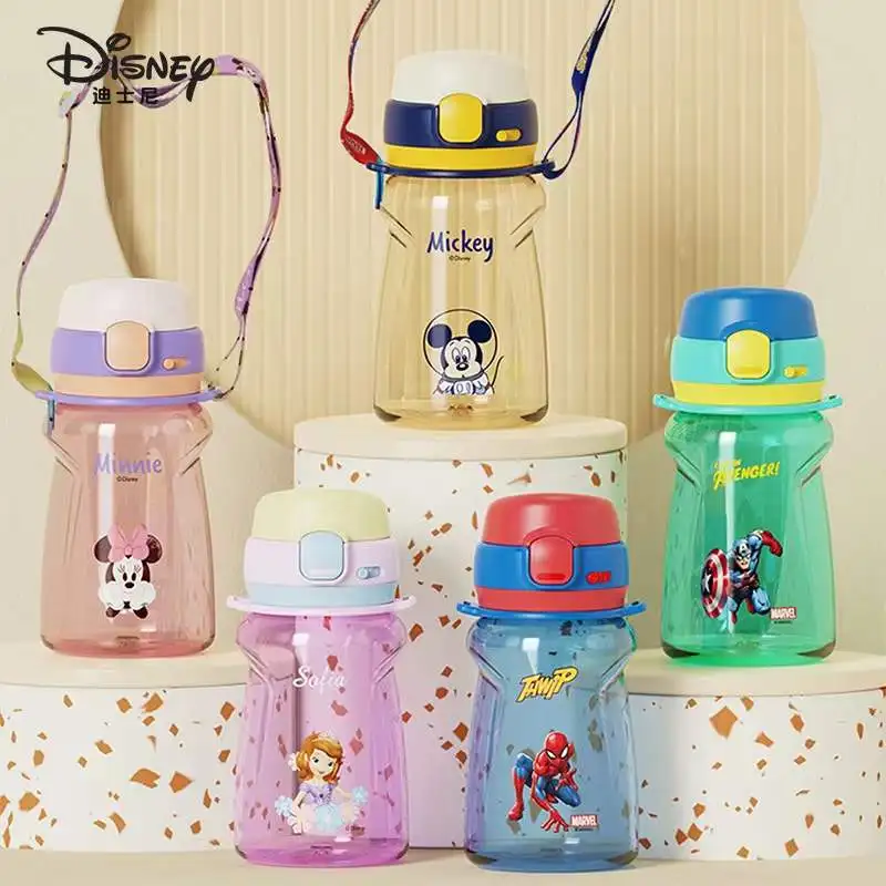 

2022 Disney Child Water Tritan Cup Mickey Mouse Frozen Marvel Straw Straight Drink Duck Bill Cup Student Baby Bottle for Kids