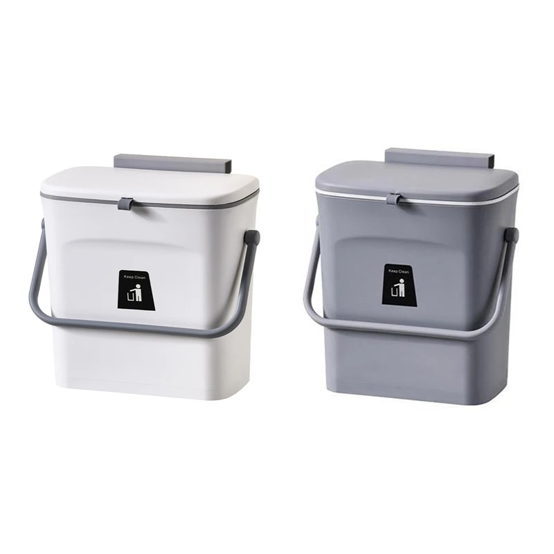 

AFBC 2.4 Gallon Kitchen Trash Can With Slide Lid,Under Sink Garbage Can, Waste Bins With Inner Barrel,Hang Trash Bin