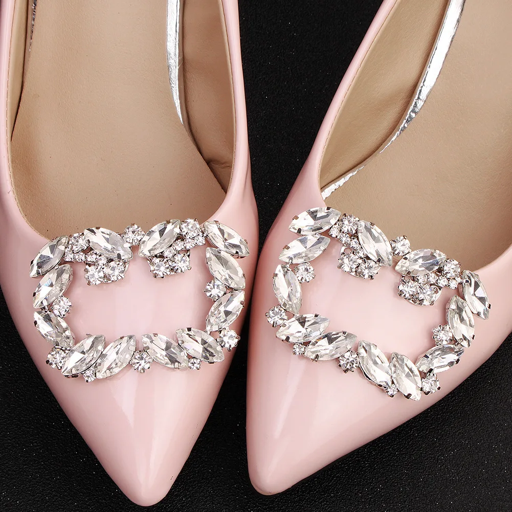 6PCS Shoe Clip Bride's Shoe Decoration Shoe Flower Charm Rhinestone Buckle Detachable Fashion Women's Shoe Accessories