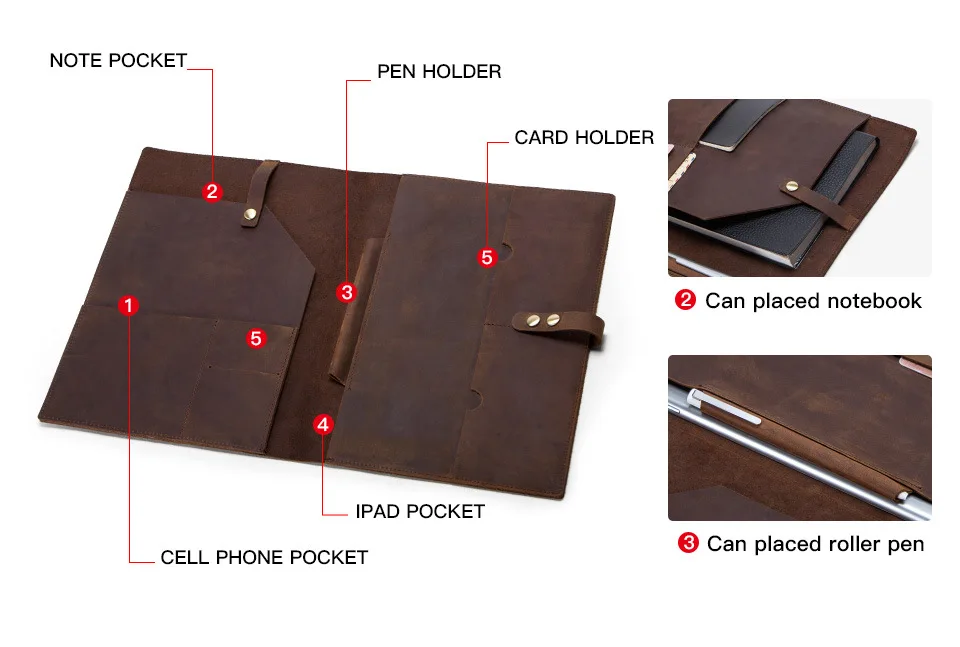 Retro Men's Clutch Bag Genuine Cow Leather Padfolio Case Cover Business Hasp Passport Cases Card Organizer Laser Engraving