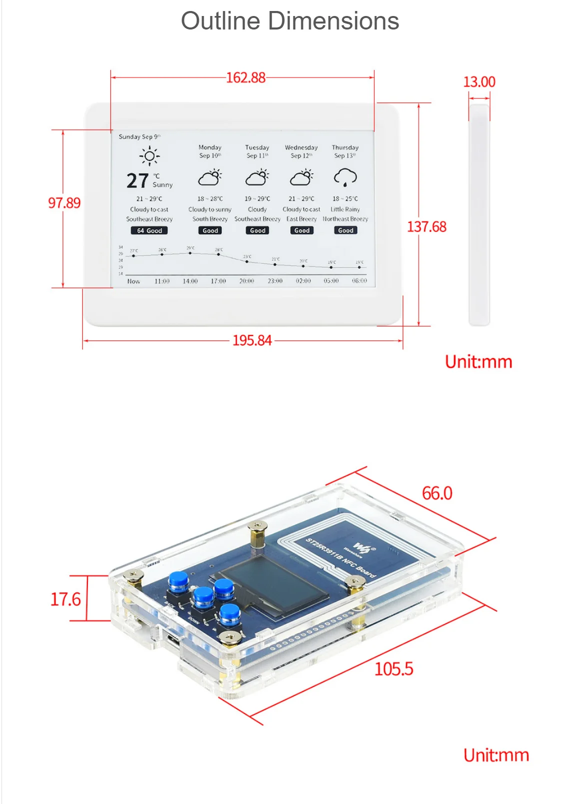 Комплект для оценки пассивной фотобумаги 7 5 дюйма с питанием от E-Paper без