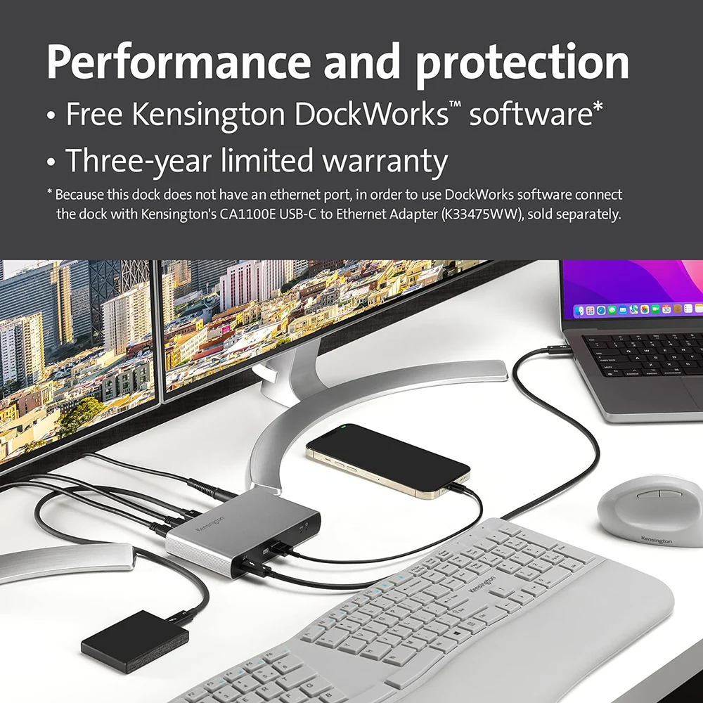 Новая Док-станция Kensington 4xThunderbolt 4 порта 40 Гбит/с 8K/Dual 4K Nano Dock PD65W для Windows/macOS SD2600T K34036