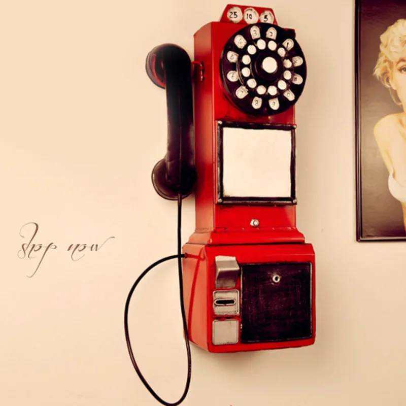 

Retro vintage telephone model wall hanging wall decoration creative milk tea shop bar wall props pendant