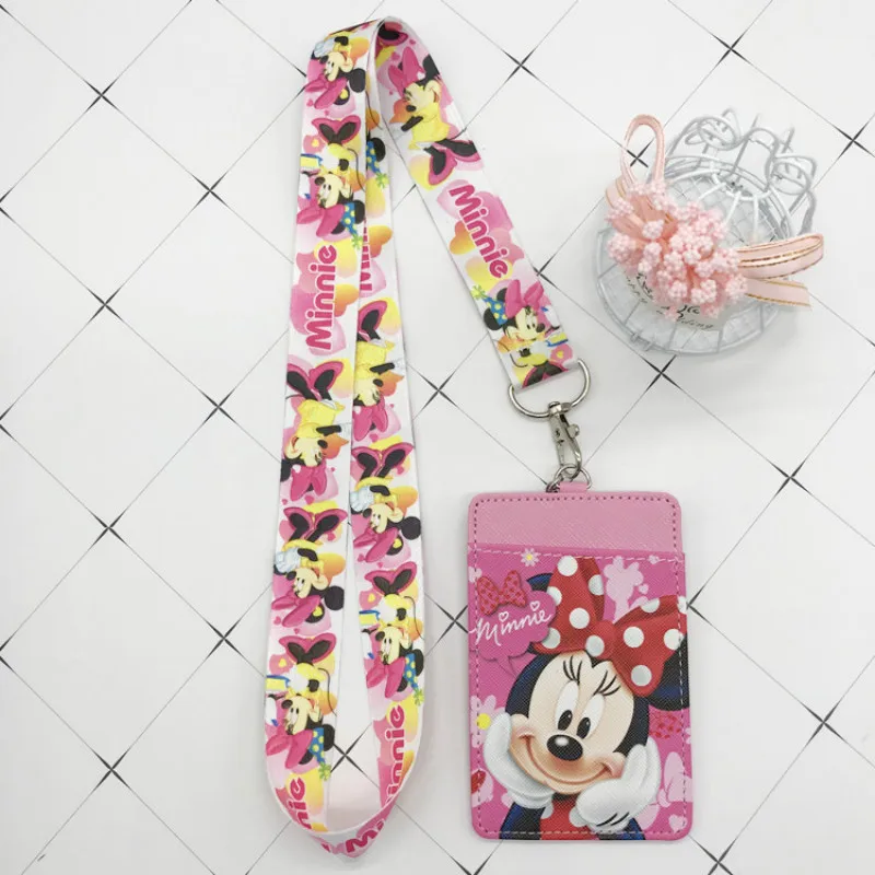 

Disney Stitch PU coin purse card holder keychain key lanyard meal card bus card case coin bag Mickey mouse Document card bag