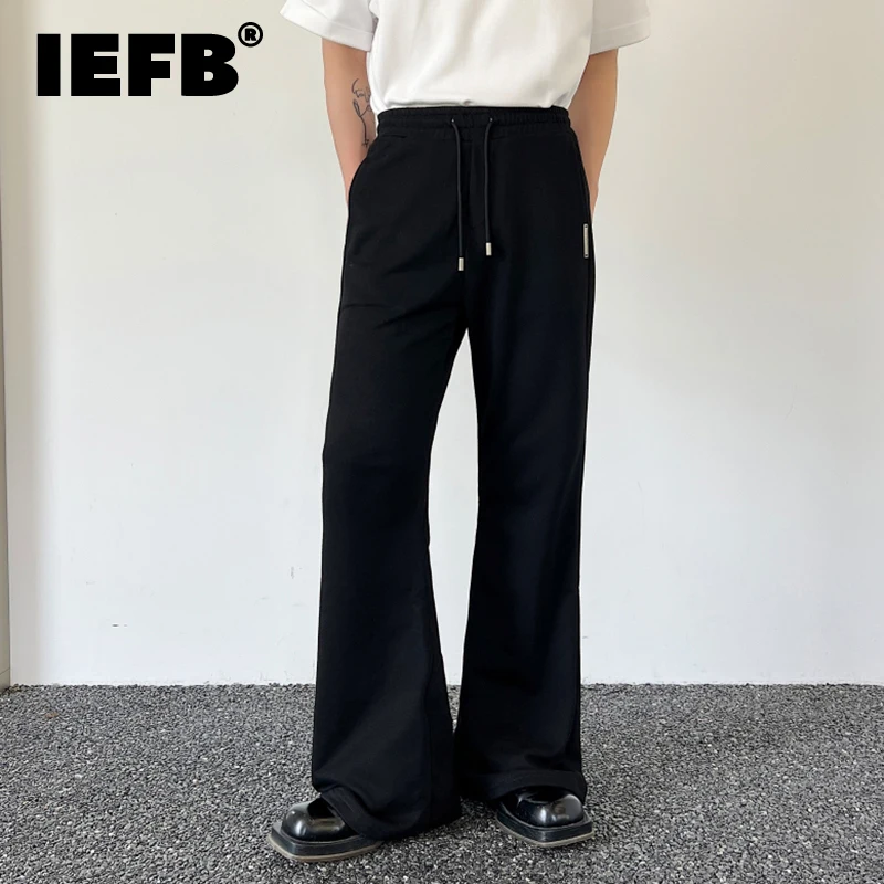 

IEFB Men's Trousers Autumn New Drawstring Sports Casual Baggy Pants Male Fashion Micro Flared Pant Tide Elastic Tracksuit 9C1767