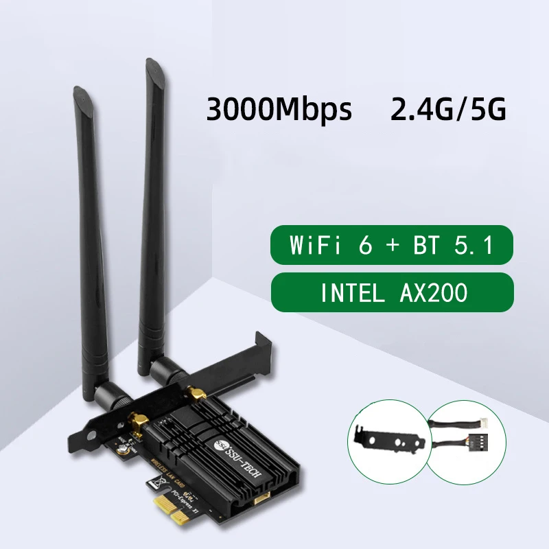 Беспроводная PCIe Двухдиапазонная 3000M адаптер Wi-Fi Intel AX200 6 Bluetooth 2 4 5 1. 11ac/ax сетевая