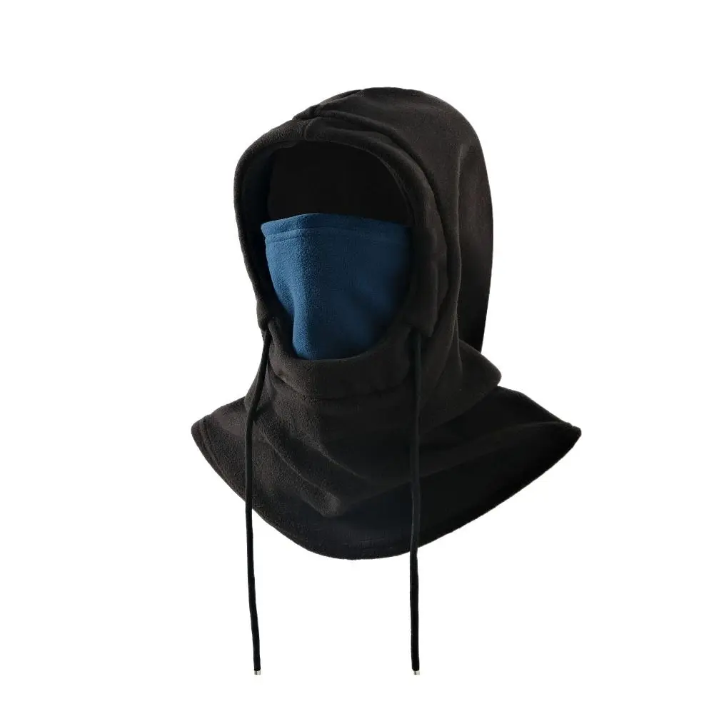 Мягкая термофлисовая шапка-балаклава ветрозащитный пуловер на шнурке теплая