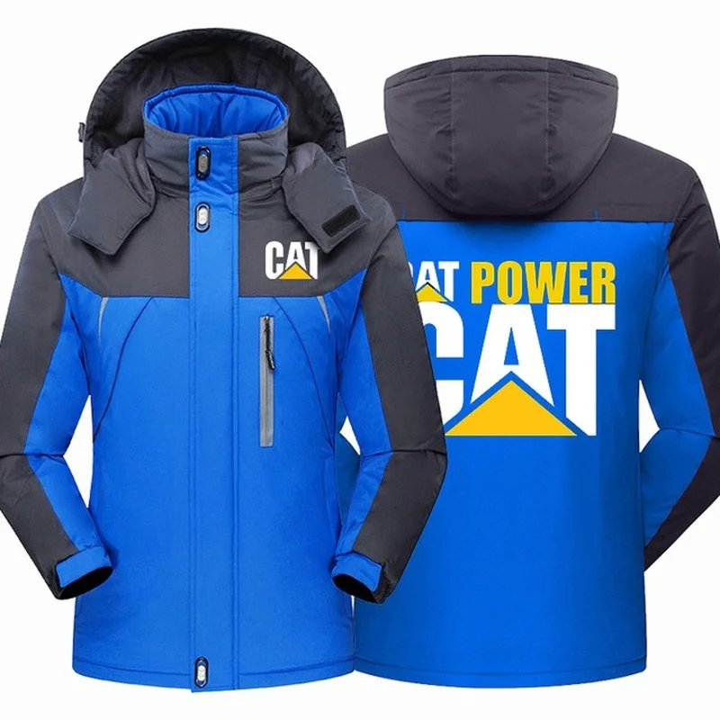 

Winter Fashion Cat Caterpillar Tractor Men's Clothing Fleece Waterproof Fishing Jackets Thicken Zipper Warm High Quality Outwear