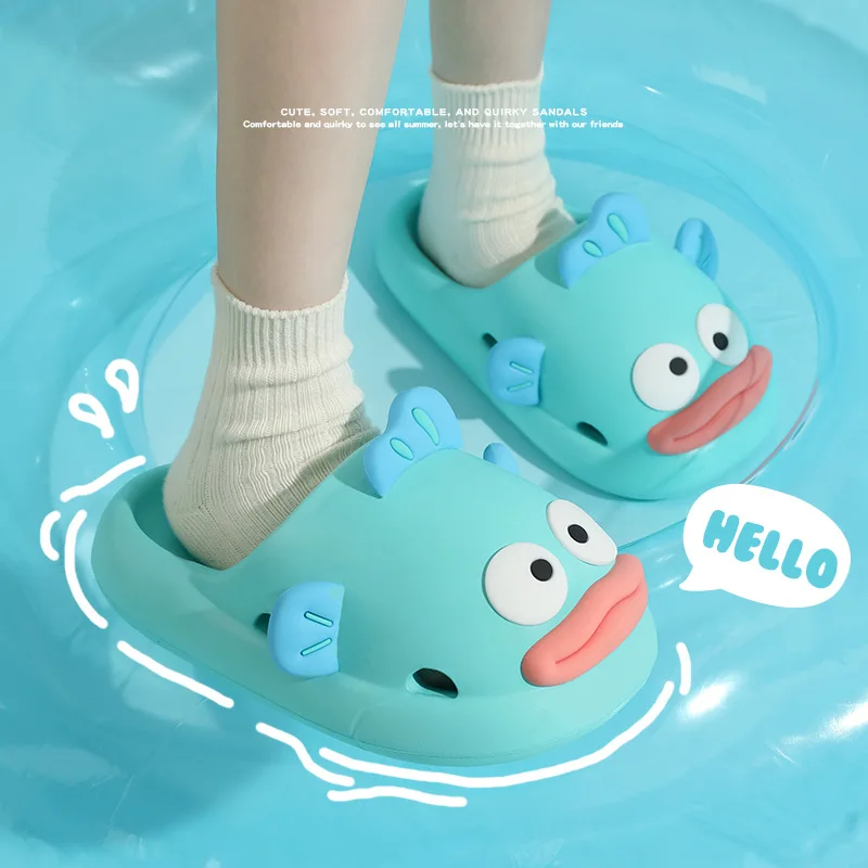 Шлепанцы для девочек с милым изображением клоуна рыбы летние домашние шлепанцы