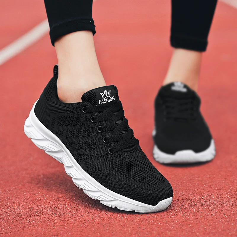 

2022 Sneakers Women Shoes Flats Casual Ladies Shoes Woman Lace-Up Mesh Light Breathable Female Zapatillas De Mujer 35-41