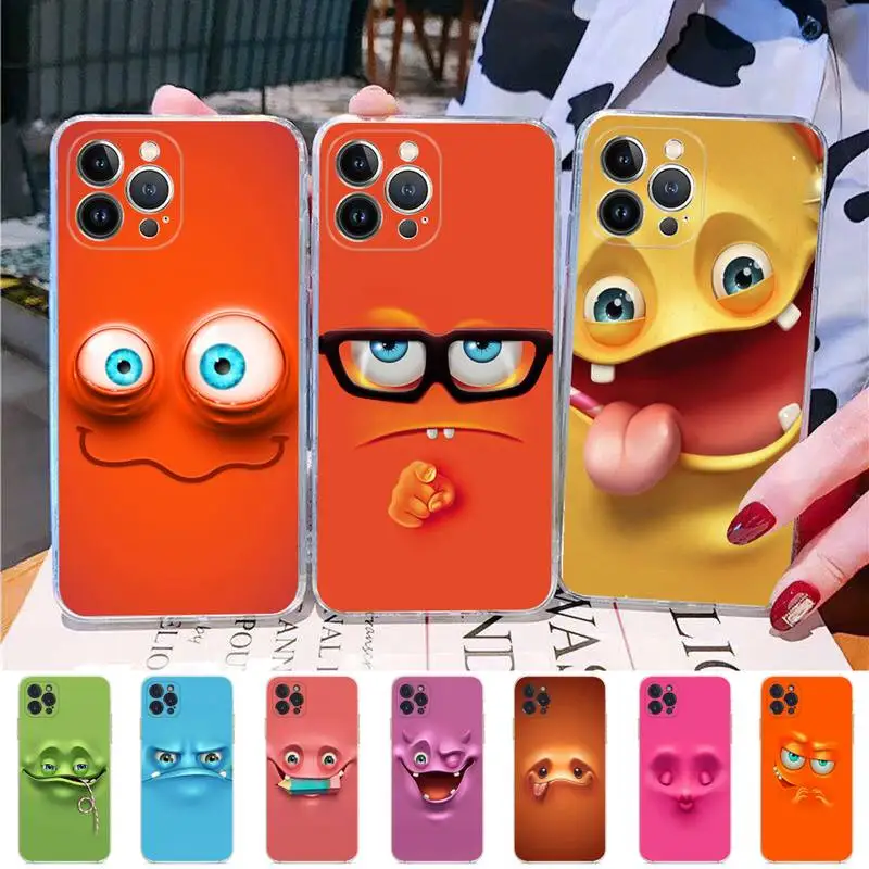 

3D funny face Phone Case For iPhone 14 11 12 13 Mini Pro XS Max Cover 6 7 8 Plus X XR SE 2020 Funda Shell