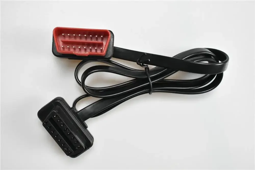 

Автомобильный диагностический соединительный кабель OBD2, плоский вермишель OBDII, 16-контактный Автомобильный Кабель «штырь-гнездо», Удлинительный кабель