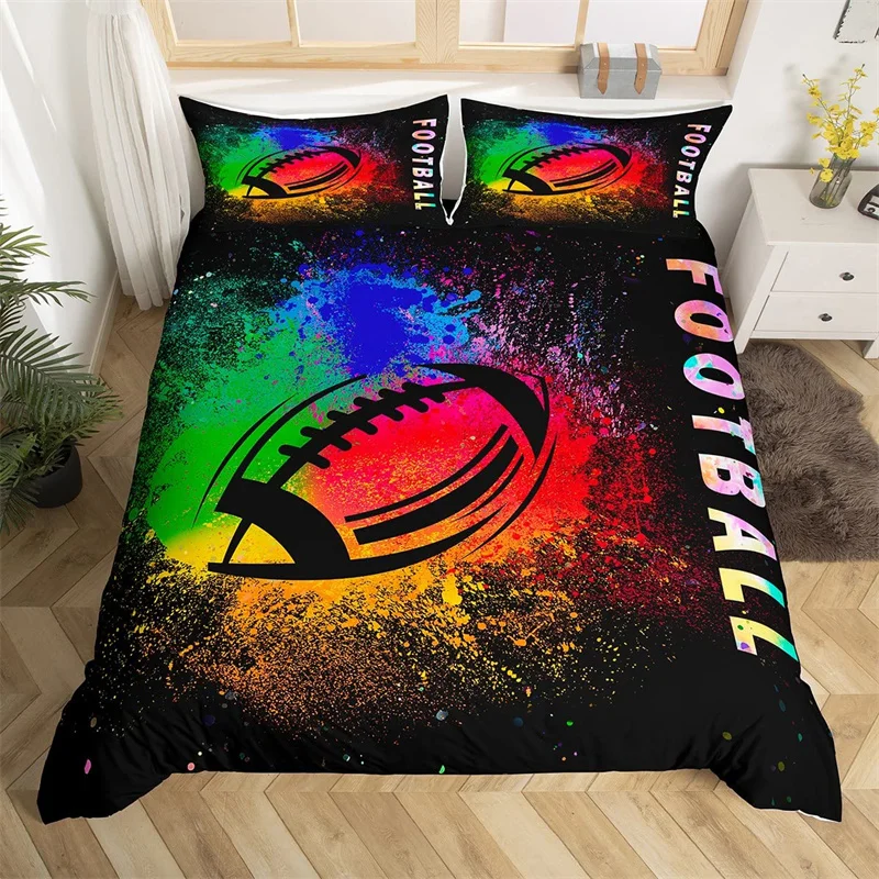 

Kids Baseball Duvet Cover Rainbow Tie Dye Softball Print Bedding Set Full Ball Sports Theme Comforter Cover For Boys Girls Teen