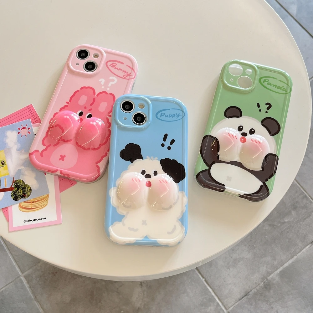 

Cartoon 3D Cute animals Glossy Phone case For iphone 11 11Promax 12 12Pro 12Promax 13Pro 13Promax 14Pro 14 14Promax soft shell