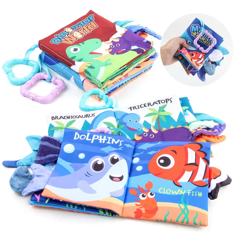 

Baby Tearing Tail Cloth Book Sound Paper Animal Toys Stroller Hanging Rattles Montessori Learning Develop Cognize Fabric Book