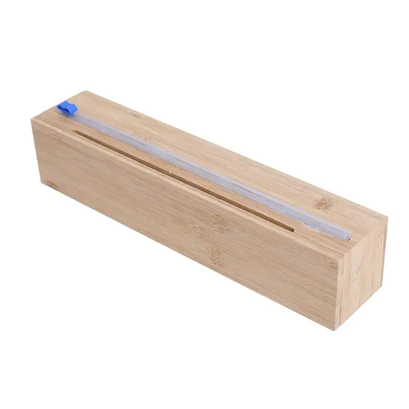 

Bamboo Wrap Dispenser With Cutter Cling Wrap Organizer For Kitchen Drawer Wood PP Packaging Dispenser With Superb Craftsmanship