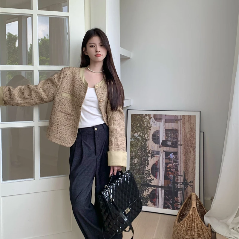 Винтажный женский плащ с цветными блоками круглый вырез короткая куртка