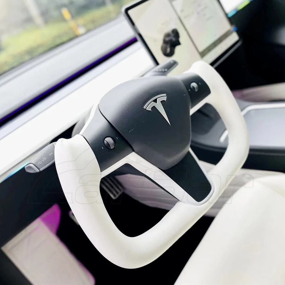 Кокетка Carbar кожаный гоночный руль для Tesla Model 3 Y 2017-2021 с углеродным волокном и