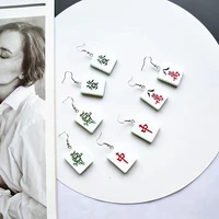 earrings for women cartoon cute funny ins girl powder mahjong drop earrings funny gift