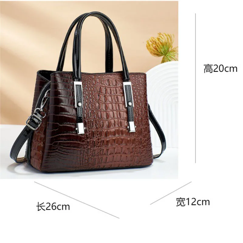 Women 2023 Fashion Handbag Light Luxury Crocodile Pattern PU Texture Crossbody Bags Simple Retro Commuting Single-Shoulder Bag