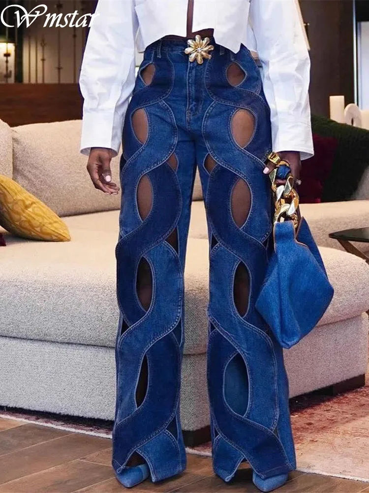 Женские расклешенные джинсы Wmstar с высокой талией и карманами