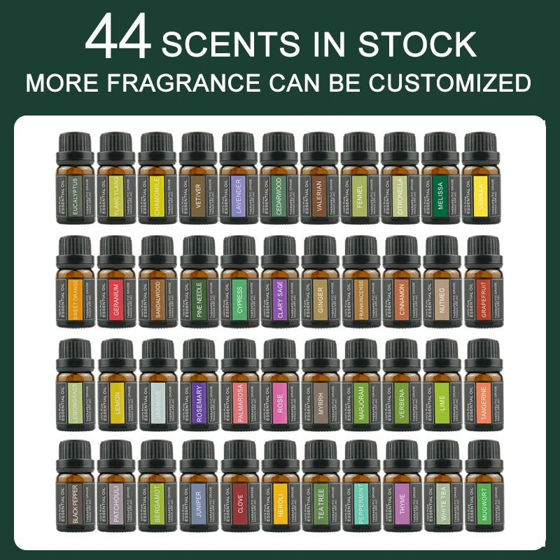 

44 Kinds Fragrance Humidifier Essential Oil 10ML Aromatherapy Oil Cylinder Packaging Diffuser Plant Essential Oil For Present