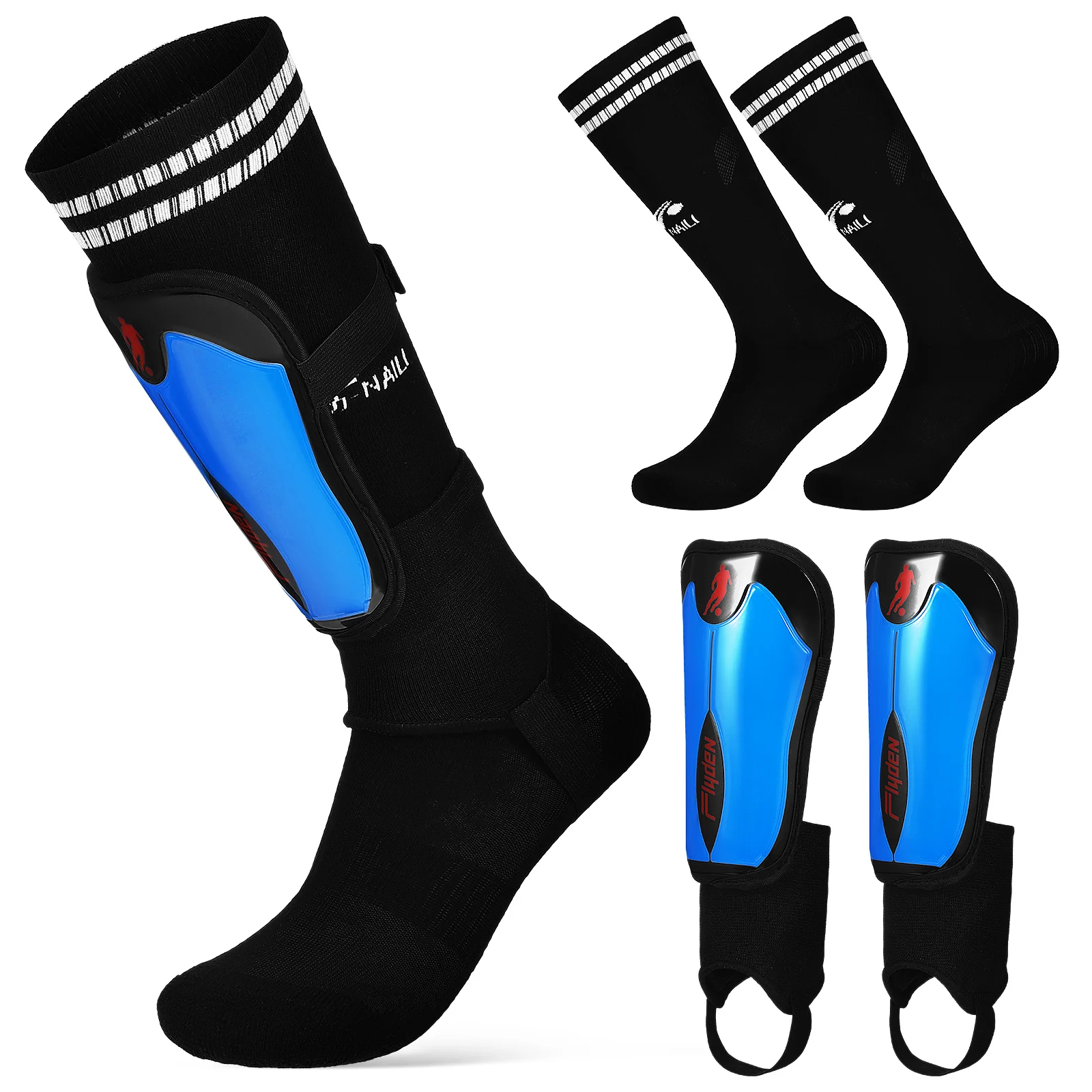 1 Set Ergonomic Comfortable Impact Resistance Shin Guards Soccer with Socks Football Calf Shin Pads with Socks