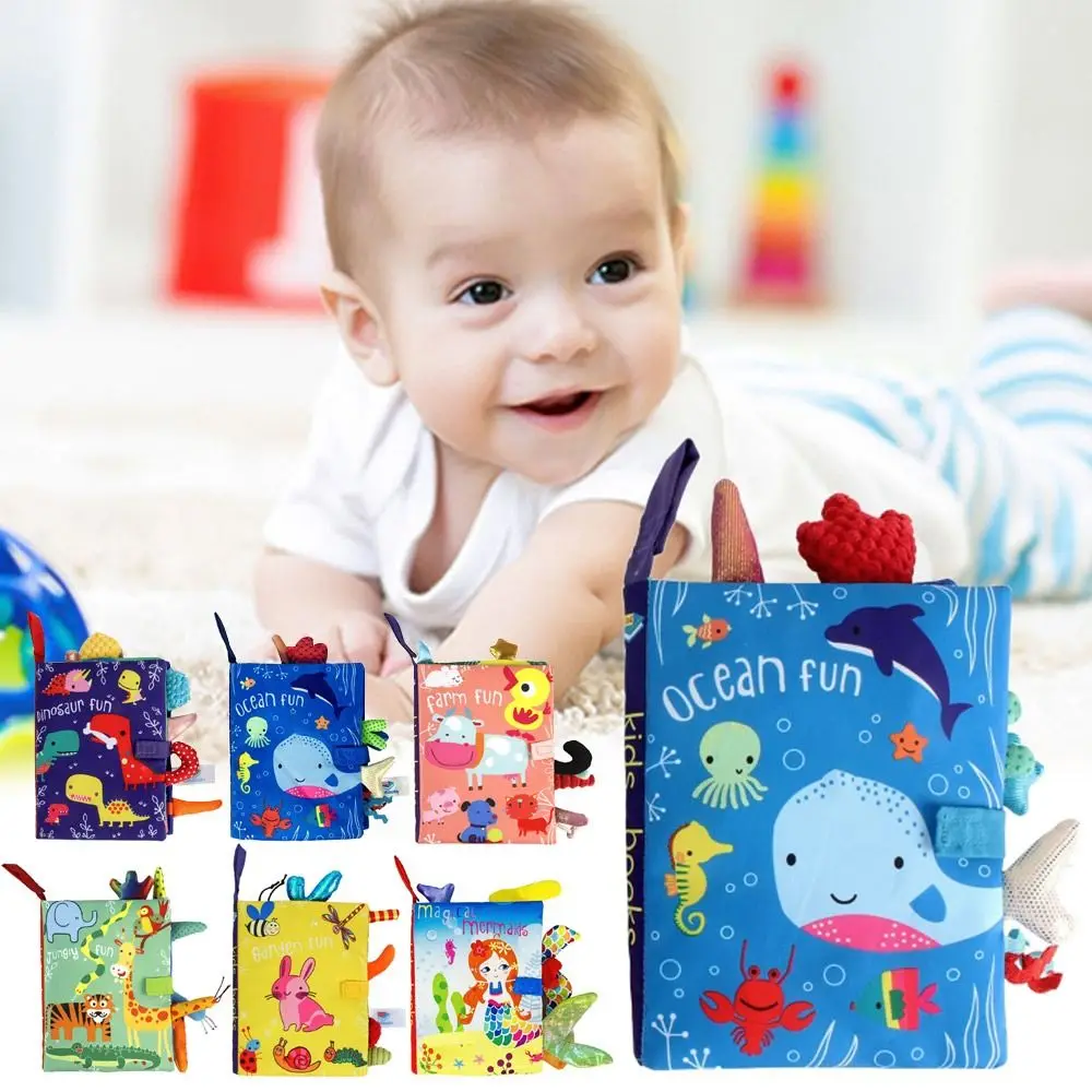 

New styles Baby Cloth Book Parent-child interaction Tearing Tail Cloth Book Rattle Paper Early Learning Puzzle Cloth Book Toy