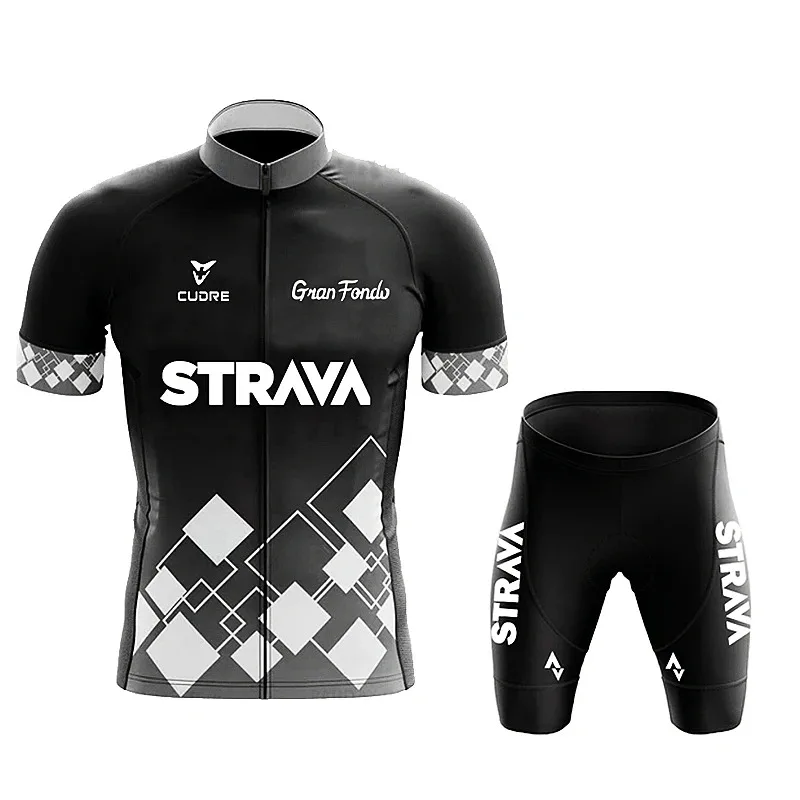 STRAVA Men's Cycling Clothing Summer Set Mountain Bike Comfort Jersey Equipment Sweat-Wicking and Quick-Drying