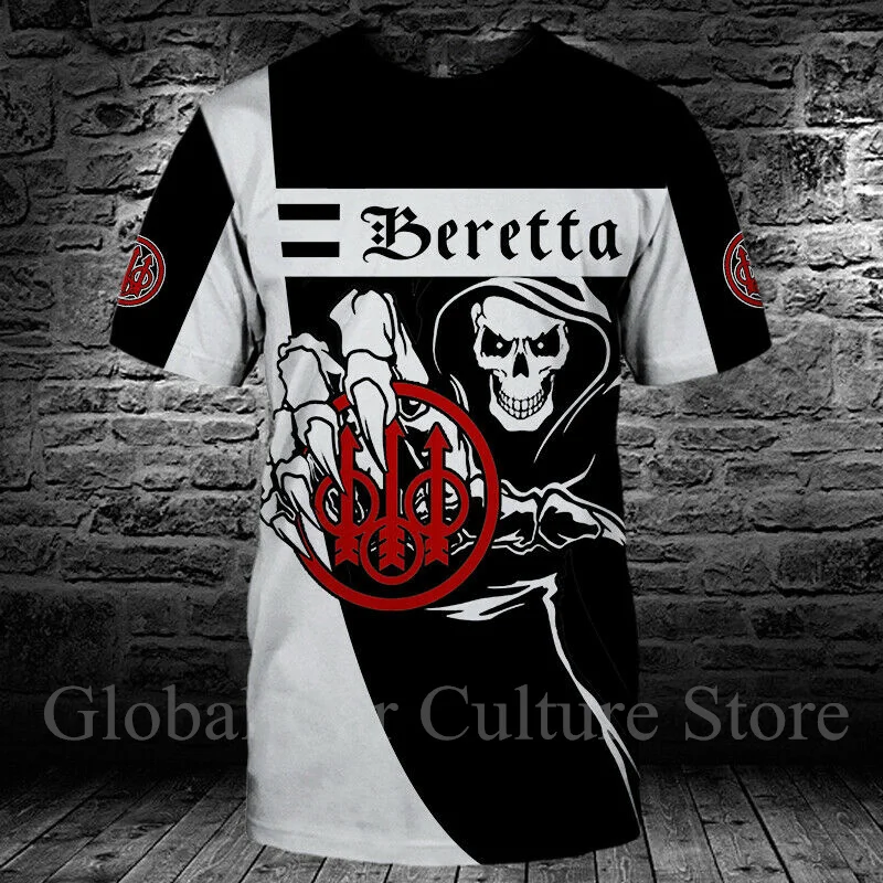 

New Beretta Men's T-shirt High-quality Quick-drying Sportswear Oversized Sweatshirt Round Neck Short-sleeved Harajuku Summer Top