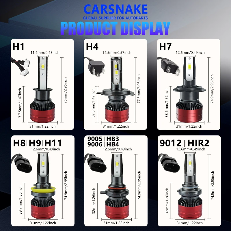 Carsnake Светодиодные Автомобильные Фары 6000 Лм 60 Вт CSP Чипы 6000K 9005 K H1 H4 H7 H8 H9 H11 9006 9012 7540