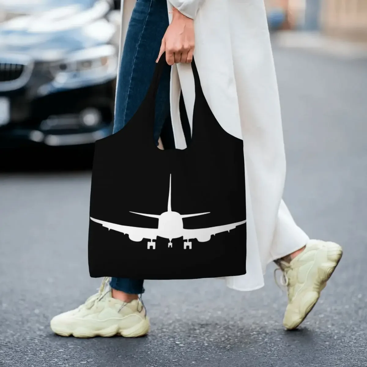 Потрясающая сумка-тоут с милым принтом в виде самолета моющаяся парусиновая