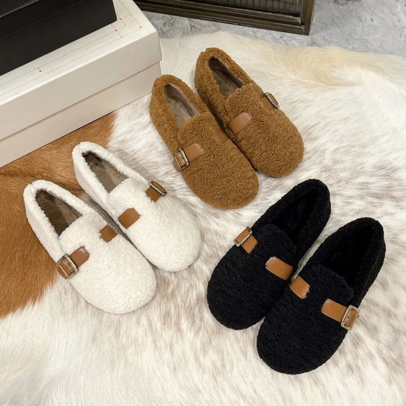 

Женские туфли на мягкой подошве, с мехом, на плоской подошве