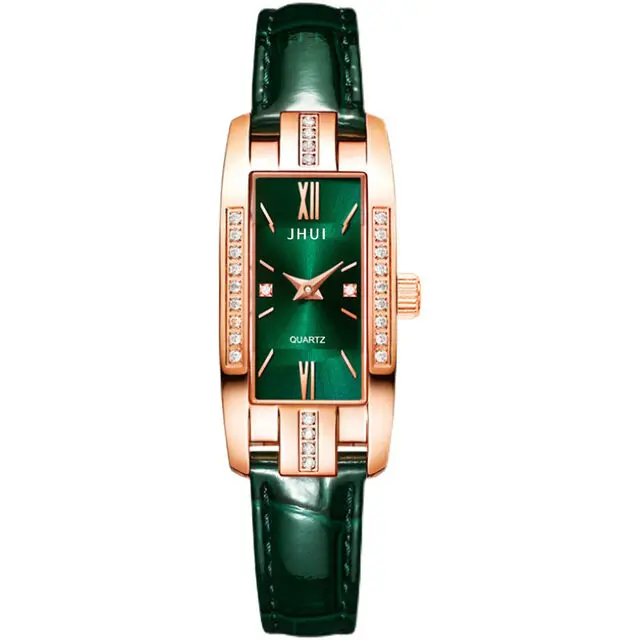 New style elegant square ladies quartz watch Korean personality small green watch belt ladies watch enlarge