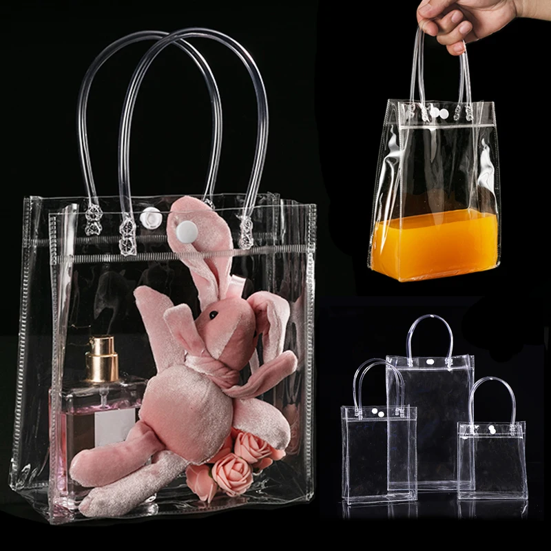 

PVC Transparet Tote Bag Shopping Shoulder Handbag Waterproof Storage Bag for Gifts packaging High Capacity Cosmetic Plastic Bags