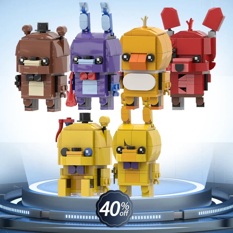 

horror movie characters moc headz withered Bunny golden fox toys bear security building blocks restaurant horror game figures