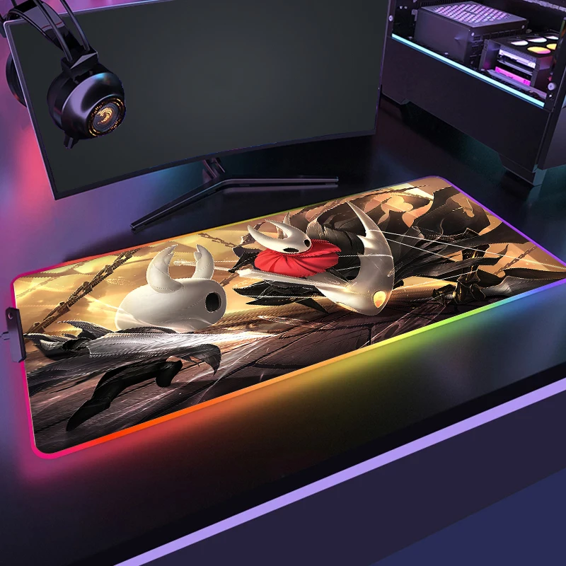 

Hollow Knight RGB Mousepad Pc Gamer Mouse Pad LED Glowing Mouse Mat Rubber Gaming Computer Mausepad Game Deskmats 100x50 90x40CM