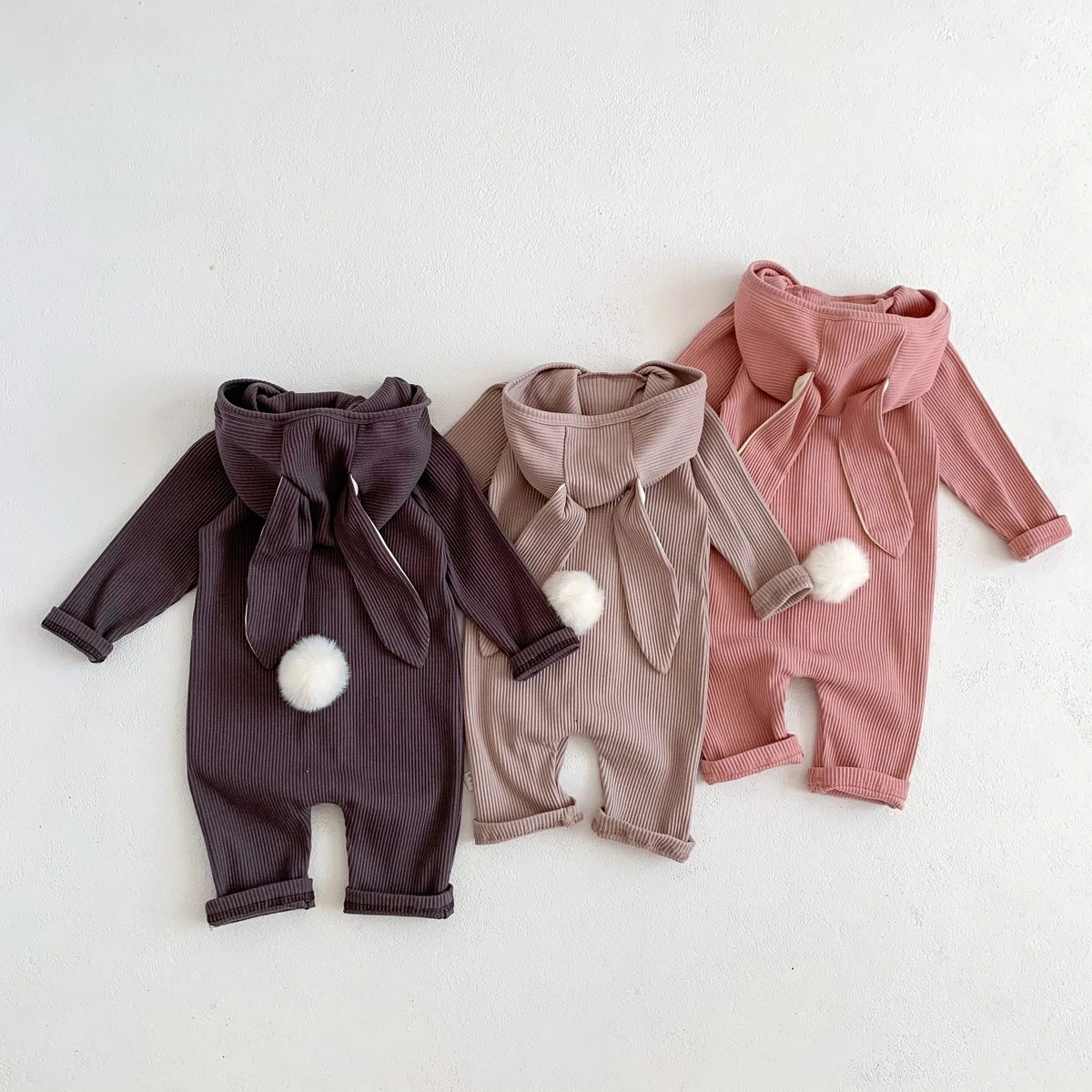 

Autumn Baby Romper Cute Rabbit Ear Hooded Infant Baby Girls Long Sleeve Cotton Jumpsuit One Piece Newborn Baby Boy Clothes