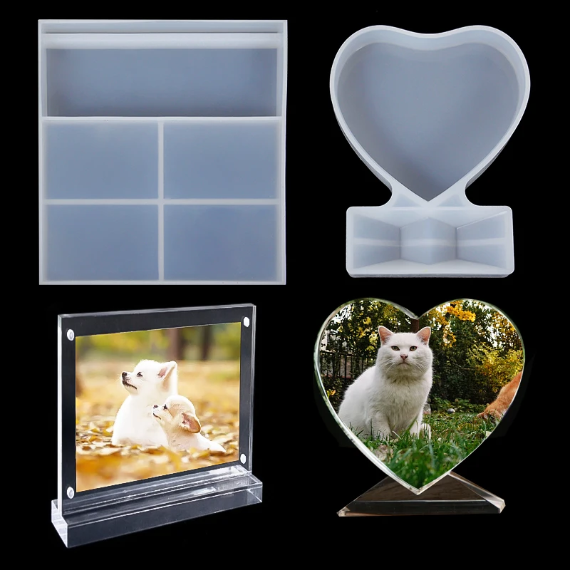 

Love Heart Square Photo Frame Resin Mold Picture Frame Making Mold Silicone Mould For Wedding Birthday Gift DIY Craft Supplies