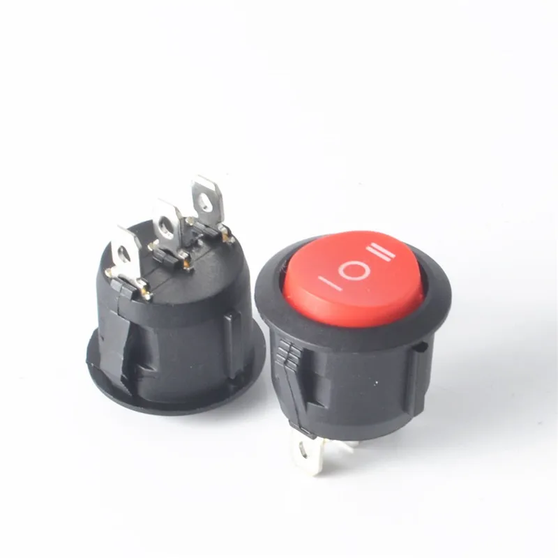 

5PCS Round Black KCD1 red 3Pin SPST 3 Position ON-OFF-ON 2 Position ON-OFF Rocker Boat Switch 6A 220V 10A 125V NO LED 20mm