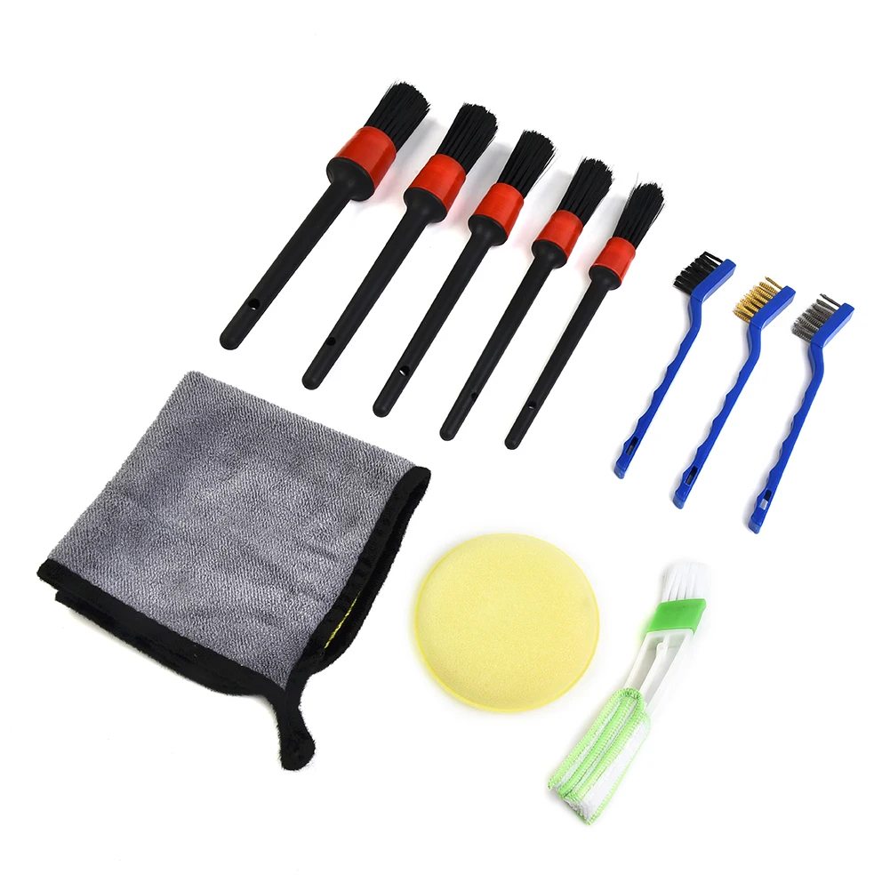 

Wheel Gap Cleaning Kit Boar Hair 11Pcs 20/22.5/23/23/23cm Auto Interior Car Detailing Brush High Quality PP Replacement