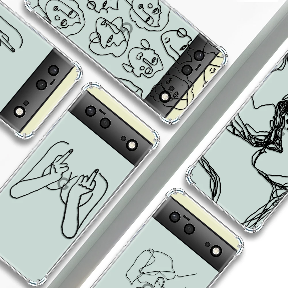 

Cartoon Girl Transparent Phone Case For Google Pixel 7a 6a 7Pro Cases Shockproof Soft Silicone TPU Cover For Pixel 7 6 6Pro Capa