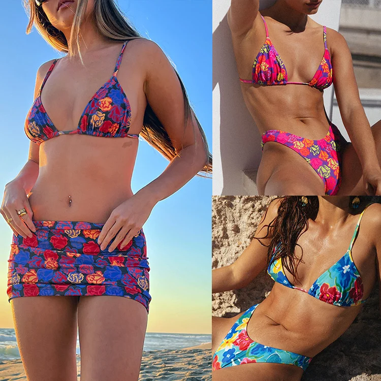 Floral Print Swimsuit Women Bathing Suit Bikinis 2023 Biquini High Cut Swimwear Sexy Push Up Bikini Set Feminino Beach Outing