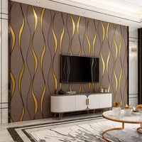 dark coffee color 3d gold line wave pattern background wallpaper bedroom living room hotel modern deerskin velvet wall sticker
