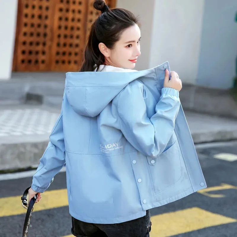 

Женская ветровка с капюшоном, свободная повседневная куртка с длинным рукавом, модель F215 на весну, 2022