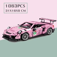 new technical 1063pcs gt 3 pink super racing car toys model building blocks bricks birthday diy gifts kid