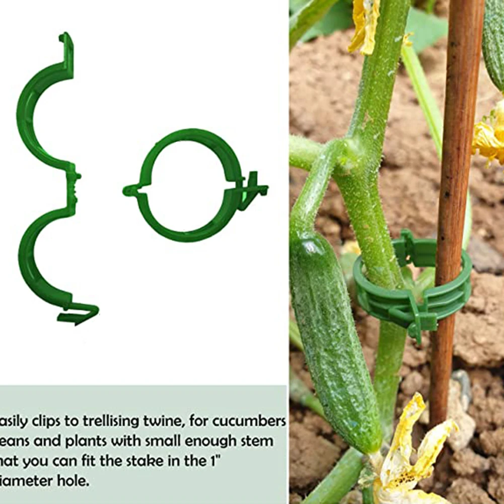 

100pcs Plant Clips Buckle Hook Plastic Supports Connects Reusable Holder Gardening Supplies For Vegetable Tomato