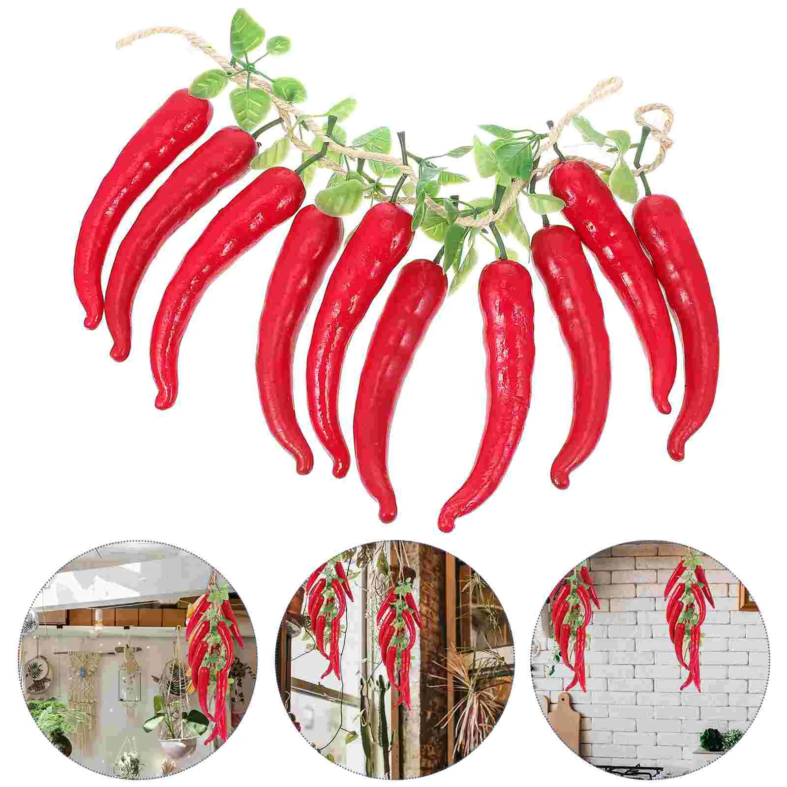 

2 Strings Simulation Red Long Pepper Hanging Peppers Decor Eggplant Pendants Foam Farmhouse